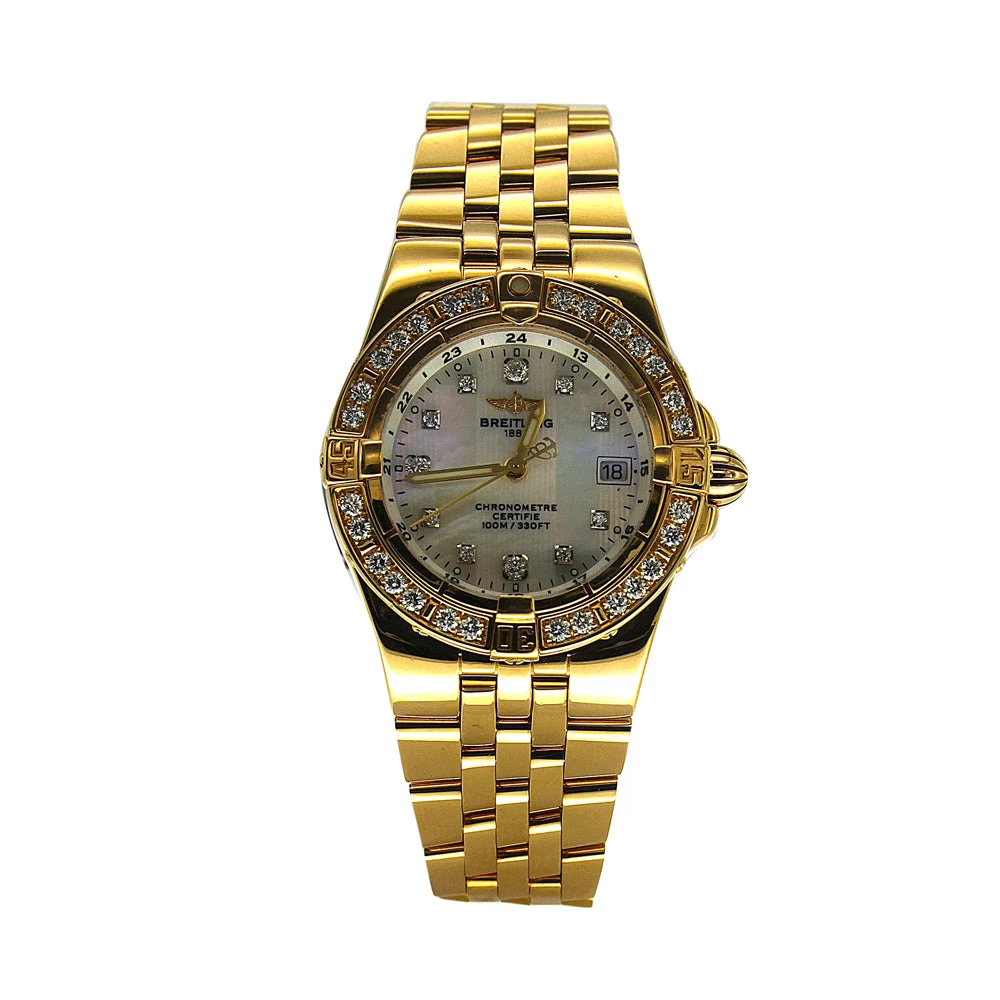 18K Gold Women's Diamond Watch Breitling Cockpit 31.8mm White Dial W00127 1 18K Gold Women's Diamond Watch Breitling Cockpit 31.8mm White Dial W00127