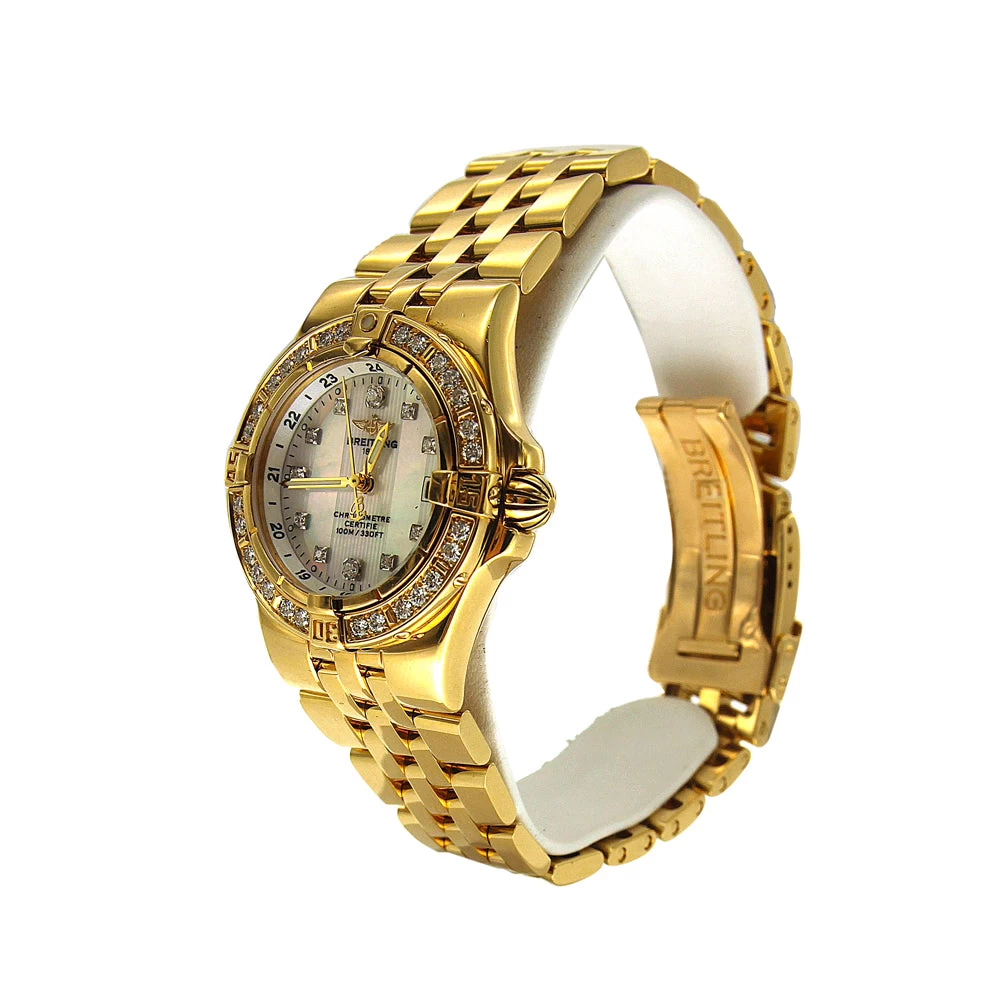 18K Gold Women's Diamond Watch Breitling Cockpit 31.8mm White Dial W00127 2 18K Gold Women's Diamond Watch Breitling Cockpit 31.8mm White Dial W00127 - Image 2