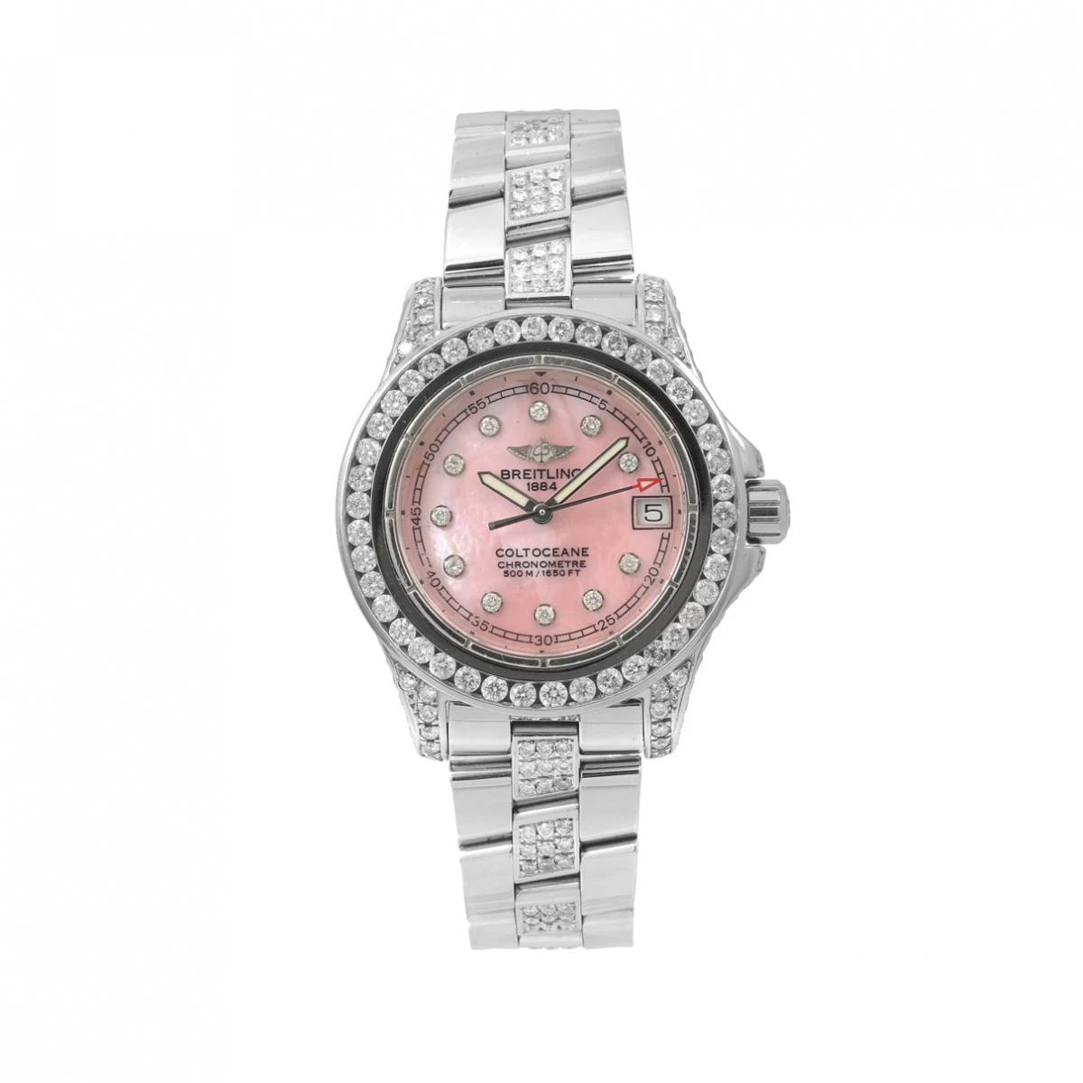 Women's Diamond Watch Breitling Colt Oceane 33mm Pink Dial 1 Women's Diamond Watch Breitling Colt Oceane 33mm Pink Dial
