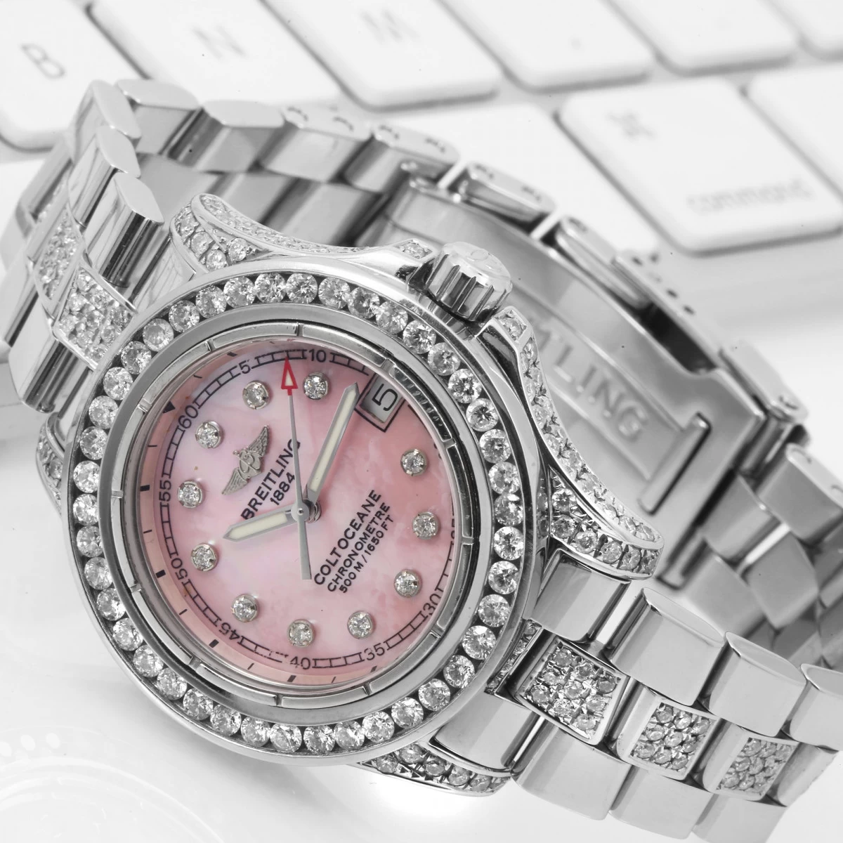 Women's Diamond Watch Breitling Colt Oceane 33mm Pink Dial 2 Women's Diamond Watch Breitling Colt Oceane 33mm Pink Dial - Image 2