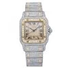 Women's Diamond Watch Cartier Santos De Cartier 18K Gold Champagne Dial