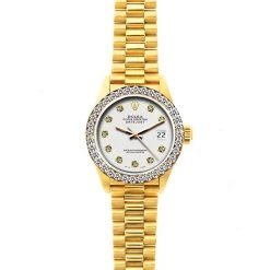 Women's Diamond Watch Rolex Datejust 26mm 18K Gold President Bracelet -Watch Store womens diamond watch rolex datejust 18k gold 26 mm president bracelet w00198 full