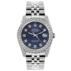 Diamond Rolex Oyster Perpetual Datejust 26mm Watch For Women With Navy Blue Dial 9 Diamond Rolex Oyster Perpetual Datejust 26mm Watch For Women With Navy Blue Dial -Watch Store womens diamond watch rolex datejust 26 mm blue dial w00397 full 1691593314