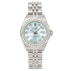 Women's Diamond Watch Rolex Datejust 26mm Mint Mother-of-Pearl Dial Jubilee Band