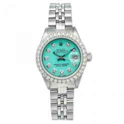 Women's Diamond Watch Rolex Datejust 26mm Jubilee Bracelet Turquoise Dial