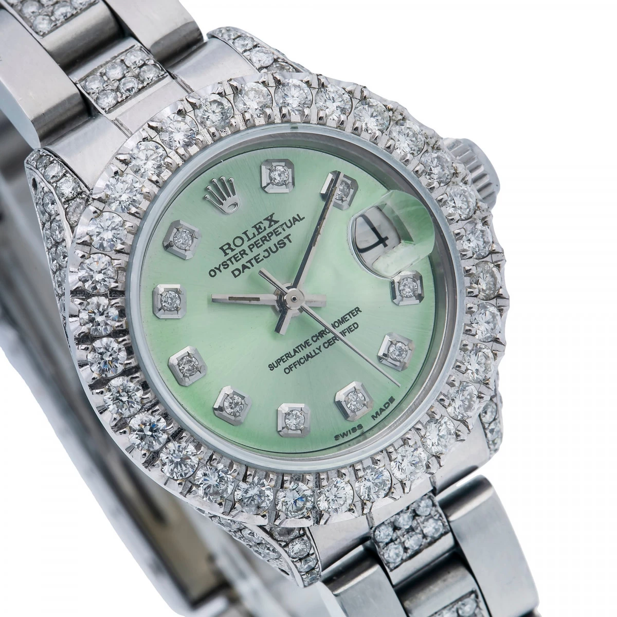 Women's Diamond Watch Rolex Datejust 26mm Oyster Bracelet Green Dial 3 Women's Diamond Watch Rolex Datejust 26mm Oyster Bracelet Green Dial - Image 3