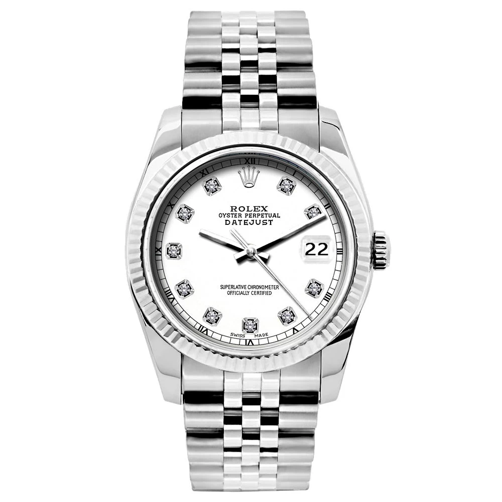 Women's Diamond Watch Rolex Oyster Perpetual Datejust 26mm White Dial Jubilee Bracelet 4 Women's Diamond Watch Rolex Oyster Perpetual Datejust 26mm White Dial Jubilee Bracelet - Image 4