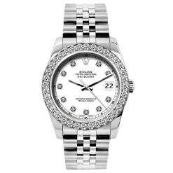 Women's Diamond Watch Rolex Oyster Perpetual Datejust 26mm White Dial Jubilee Bracelet