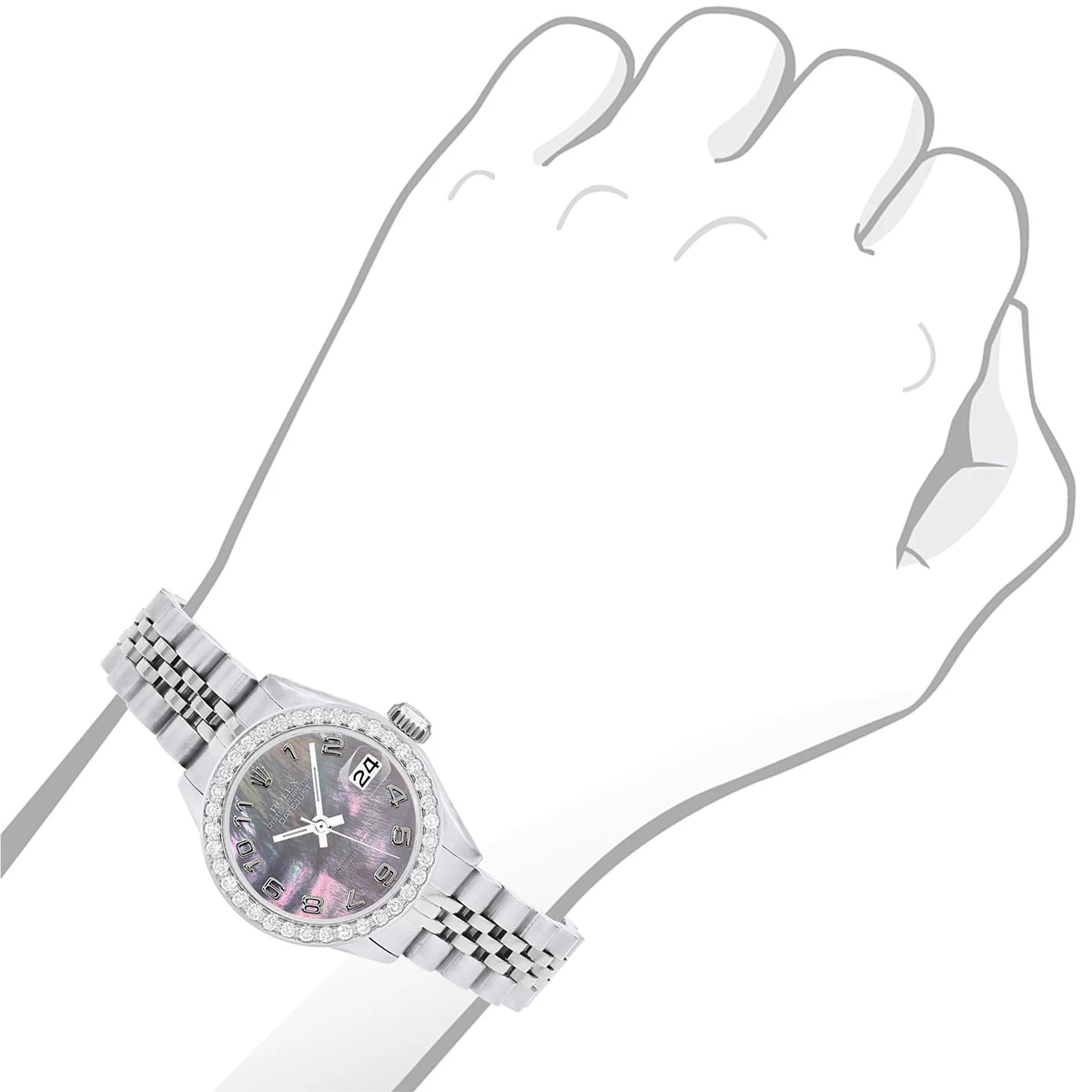 Women's Diamond Watch Rolex Datejust 26mm Black Mother Of Pearl Dial 2 Women's Diamond Watch Rolex Datejust 26mm Black Mother Of Pearl Dial - Image 2