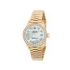 Women's 18K Gold Watch Rolex Datejust 26mm Blue Mother Of Pearl Dial Diamond Bezel