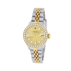Women's Diamond Watch Rolex Datejust 26mm Gold Tone Dial