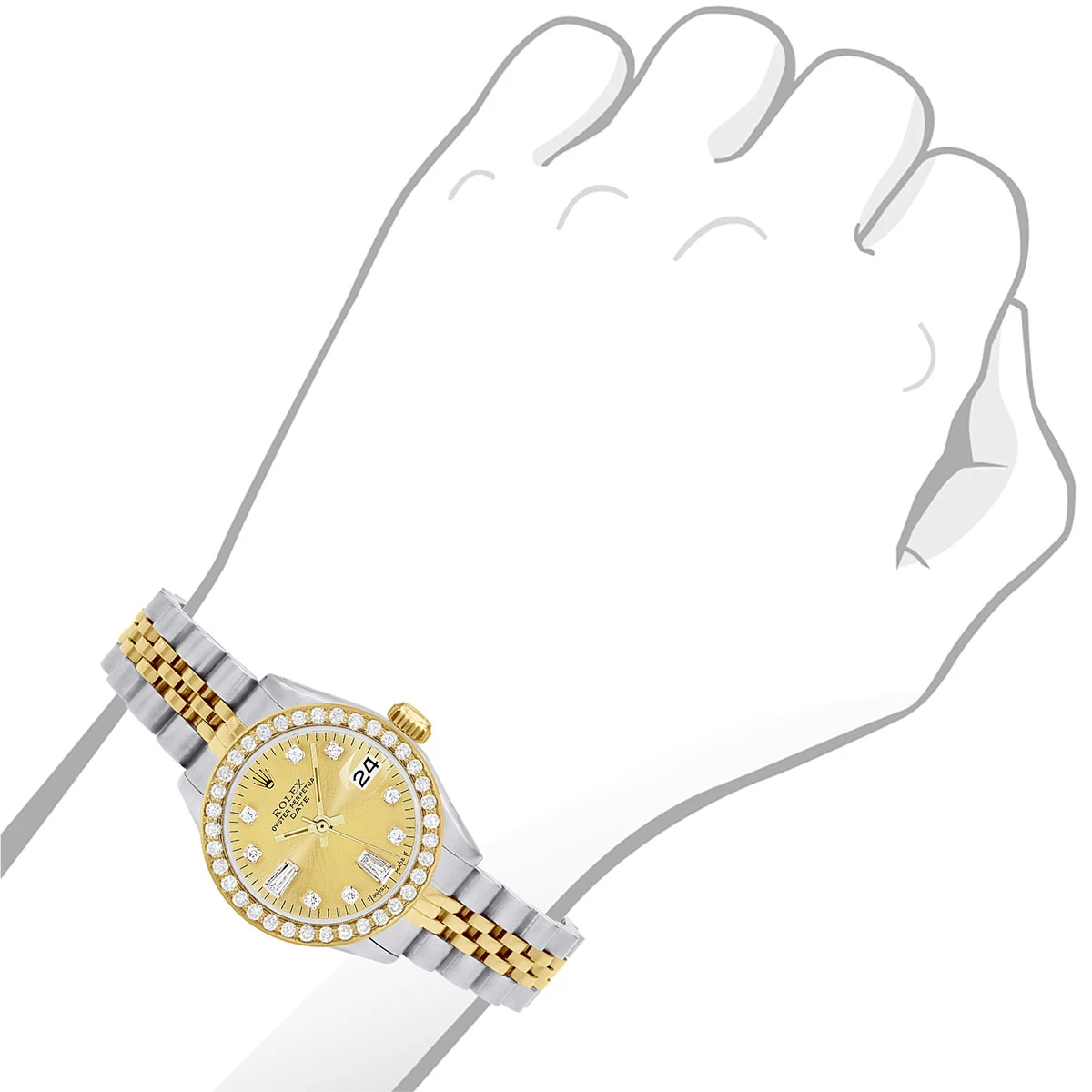 Women's Diamond Watch Rolex Datejust 26mm Gold Tone Dial 2 Women's Diamond Watch Rolex Datejust 26mm Gold Tone Dial - Image 2