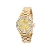 Women's 18K Gold Watch Rolex Datejust 26mm Gold Tone Dial Diamond Bezel