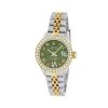 Women's Diamond Watch Rolex Datejust 26mm Green Dial Diamond Bezel