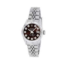 Women's Diamond Watch Rolex Datejust 26mm Jubilee Bracelet Dark Red Dial