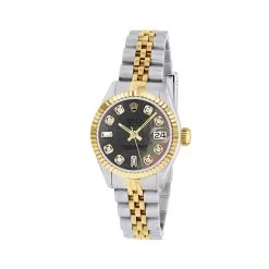 Women's Diamond Watch Rolex Datejust 26mm Jubilee Bracelet Gold Bezel