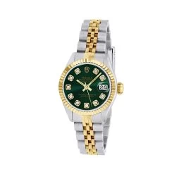 Women's Gold Watch Rolex Datejust 26mm Jubilee Bracelet Dark Green Dial