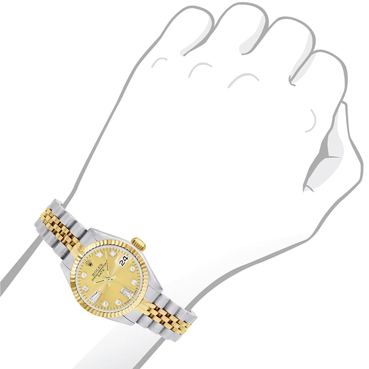 Women's Gold Watch Rolex Datejust 26mm Jubilee Bracelet Gold Tone Dial 2 Women's Gold Watch Rolex Datejust 26mm Jubilee Bracelet Gold Tone Dial - Image 2
