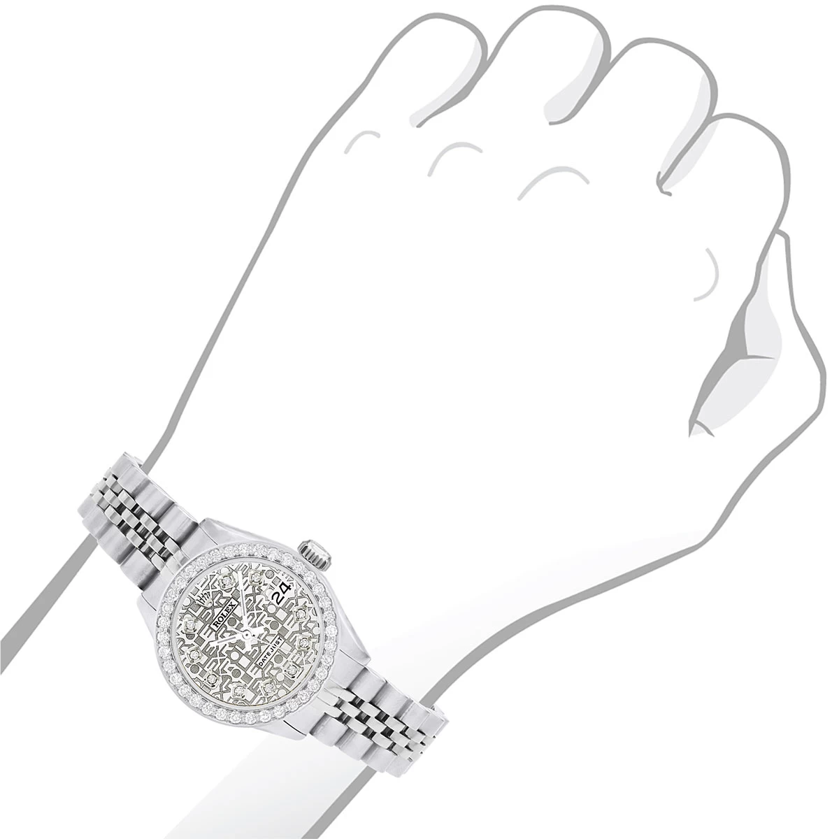 Women's Diamond Watch Rolex Datejust 26mm Silver Dial 2 Women's Diamond Watch Rolex Datejust 26mm Silver Dial - Image 2