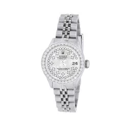Women's Diamond Watch Rolex Datejust 26mm White Mother Of Pearl Dial