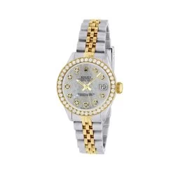 Two-tone Diamond Rolex Watch For Women Datejust 26mm Yellow Gold White Mother-Of-Pearl