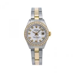 Women's Diamond Watch Rolex Datejust Yellow Gold 26mm White Dial MOP W00811