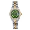 Women's Diamond Watch Rolex Datejust Yellow Gold 26mm Green Dial Jubilee Bracelet