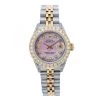 Women's Diamond Watch Rolex Datejust Yellow Gold 26mm Pink Dial W00977
