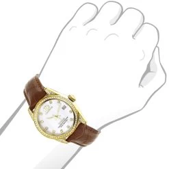 Women's Diamond Watch Yellow Gold Pltd W Leather Band Luxurman Tribeca 1.5ct -Watch Store womens diamond watch yellow gold pltd w leather band luxurman tribeca 15ct bod