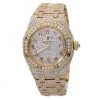 Women's 18K Gold Diamond Watch Audemars Piguet Royal Oak Champagne Dial W00905