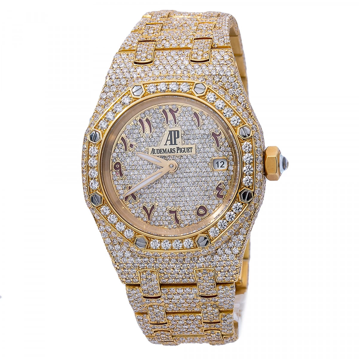 Women's 18K Gold Diamond Watch Audemars Piguet Royal Oak Champagne Dial W00905 1 Women's 18K Gold Diamond Watch Audemars Piguet Royal Oak Champagne Dial W00905