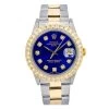 Women's Gold Diamond Watch Rolex Oyster Perpetual Datejust Blue Dial Oyster Bracelet