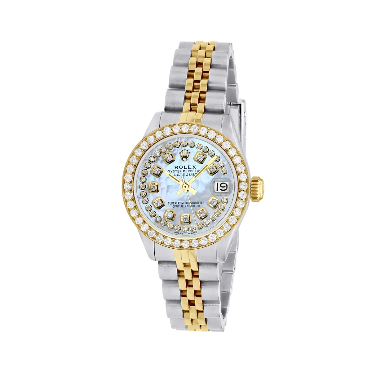 Women's Gold Diamond Watch Rolex Oyster Perpetual Datejust Blue Dial W01305 1 Women's Gold Diamond Watch Rolex Oyster Perpetual Datejust Blue Dial W01305