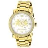 Large 49mm Yellow Gold Plated Diamond Watch For Men By Luxurman Phantom 0.12ct