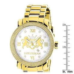 Large 49mm Yellow Gold Plated Diamond Watch For Men By Luxurman Phantom 0.12ct 9 Large 49mm Yellow Gold Plated Diamond Watch For Men By Luxurman Phantom 0.12ct -Watch Store yellow gold plated diamond watch for men by luxurman phantom 012ct ruler