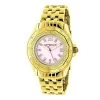 Yellow Gold Plated Ladies Diamond Pink MOP Watch By Luxurman 0.25ct