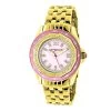 Yellow Gold Plated Ladies Diamond Pink Watch 0.25ct Luxurman