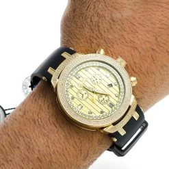 Yellow Gold Tone Joe Rodeo Men's Diamond Watch 2.20ct Master -Watch Store yellow gold tone watches joe rodeo mens diamond watch 220ct master bod2