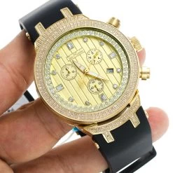 Yellow Gold Tone Joe Rodeo Men's Diamond Watch 2.20ct Master -Watch Store yellow gold tone watches joe rodeo mens diamond watch 220ct master bod3