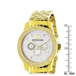 Yellow Gold Tone Luxurman Men's Diamond Watch 0.25ct -Watch Store yellow gold tone watches luxurman mens diamond watch 025ct ruler